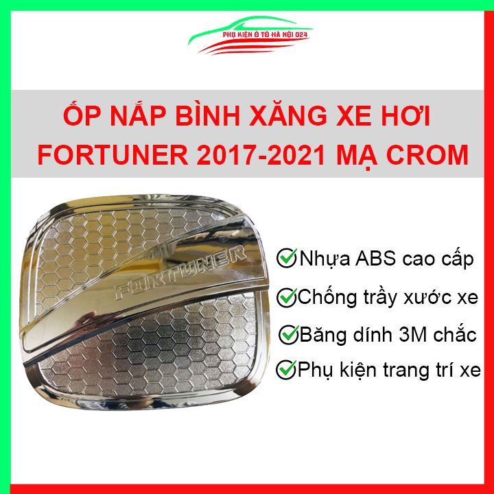 Ốp nắp xăng Fortuner 2017-2021 mạ crom bảo vệ chống trầy trang trí ô tô