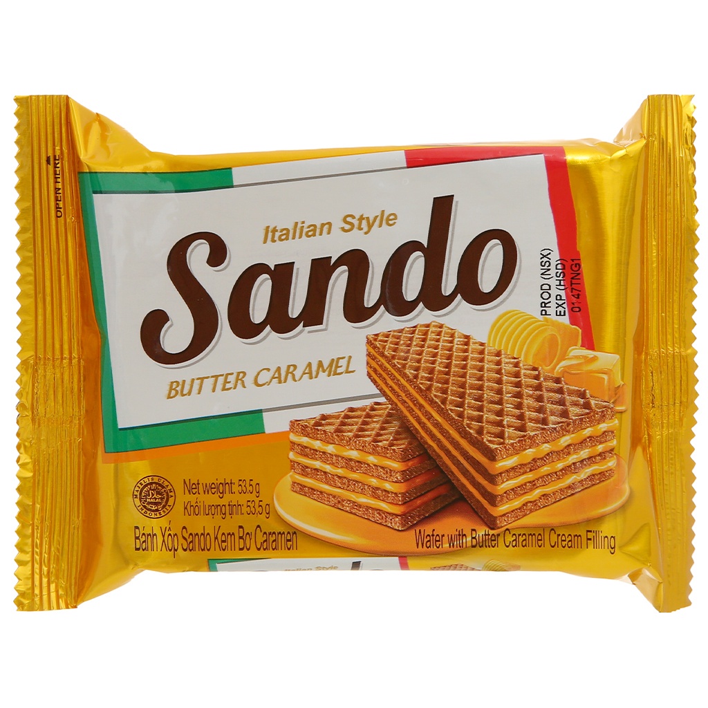Combo 10 Gói Bánh Xốp Sando Kem Bơ Caramen 48G