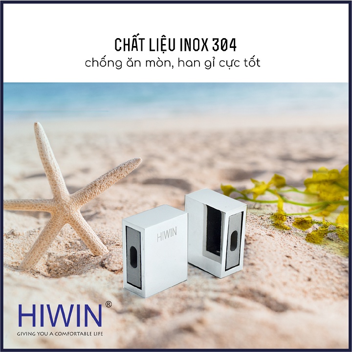 Bát tường phòng tắm kính dùng cho ống 10x30mm inox 304 mặt gương HIWIN SB-610F