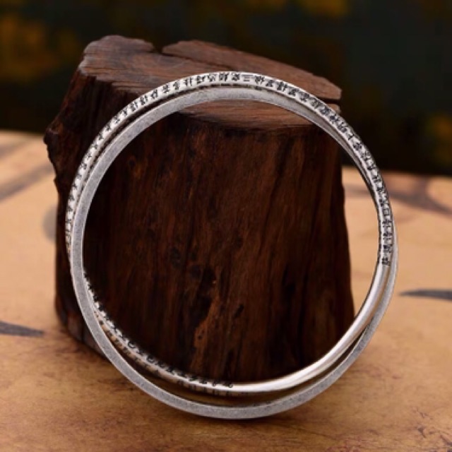 Vòng tay Bạc S999 Khắc Bát Nhã Tâm Kinh Phật Giáo - VT259