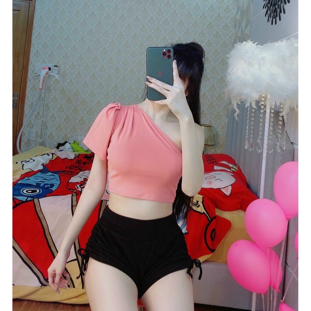 Quần short rút dây đùi tập gym được, chất vải thun gân co giãn tốt thoải mái, free size dưới 60kg tùy chiều cao.