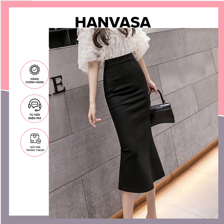 Chân váy chữ a váy đuôi cá chân váy xòe nữ cạp cao dáng ôm công sở dễ thương HANVASA V032