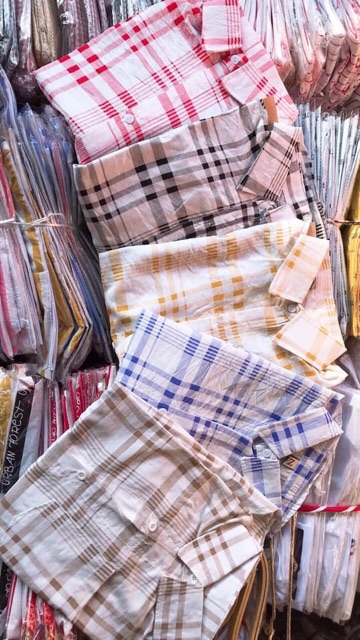 Sơmi caro kẽ sang