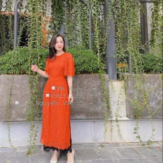 (Hàng mới hot hit) Sét áo dài ren tay lỡ cách tân  diện tết