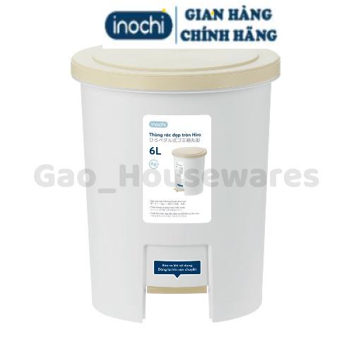 [FreeShip] Thùng rác đạp tròn 6L (có lõi) inochi, nhựa nguyên sinh, ngăn mùi hôi, kháng khuẩn - Giao màu ngẫu nhiên