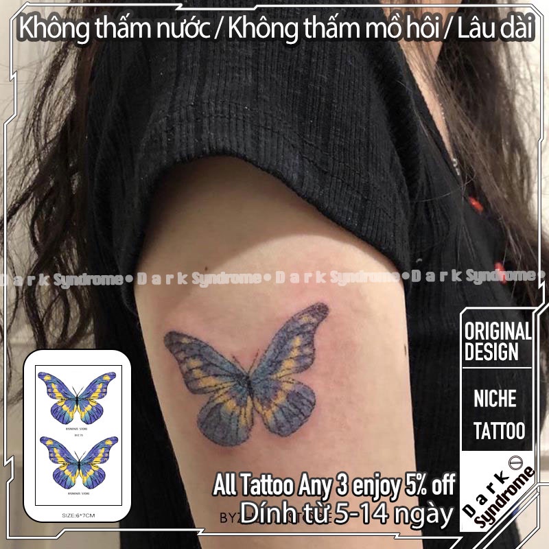 Hình Xăm Dán Hình Bướm Chống Thấm Nước Phong Cách Vintage