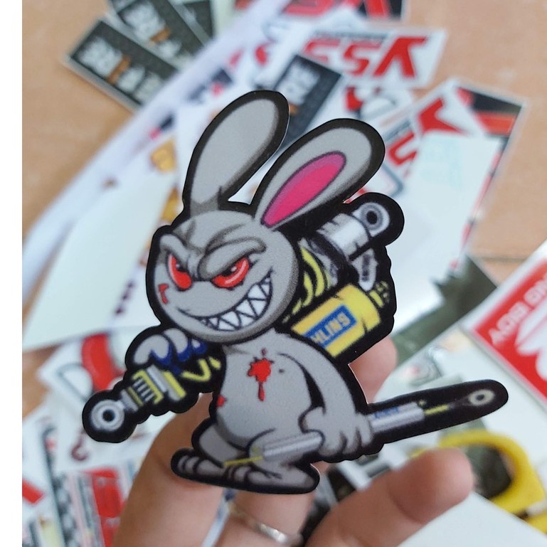 Tem Sticker Decal Thỏ Ohlins Dán Xe, Nón Giá Rẻ