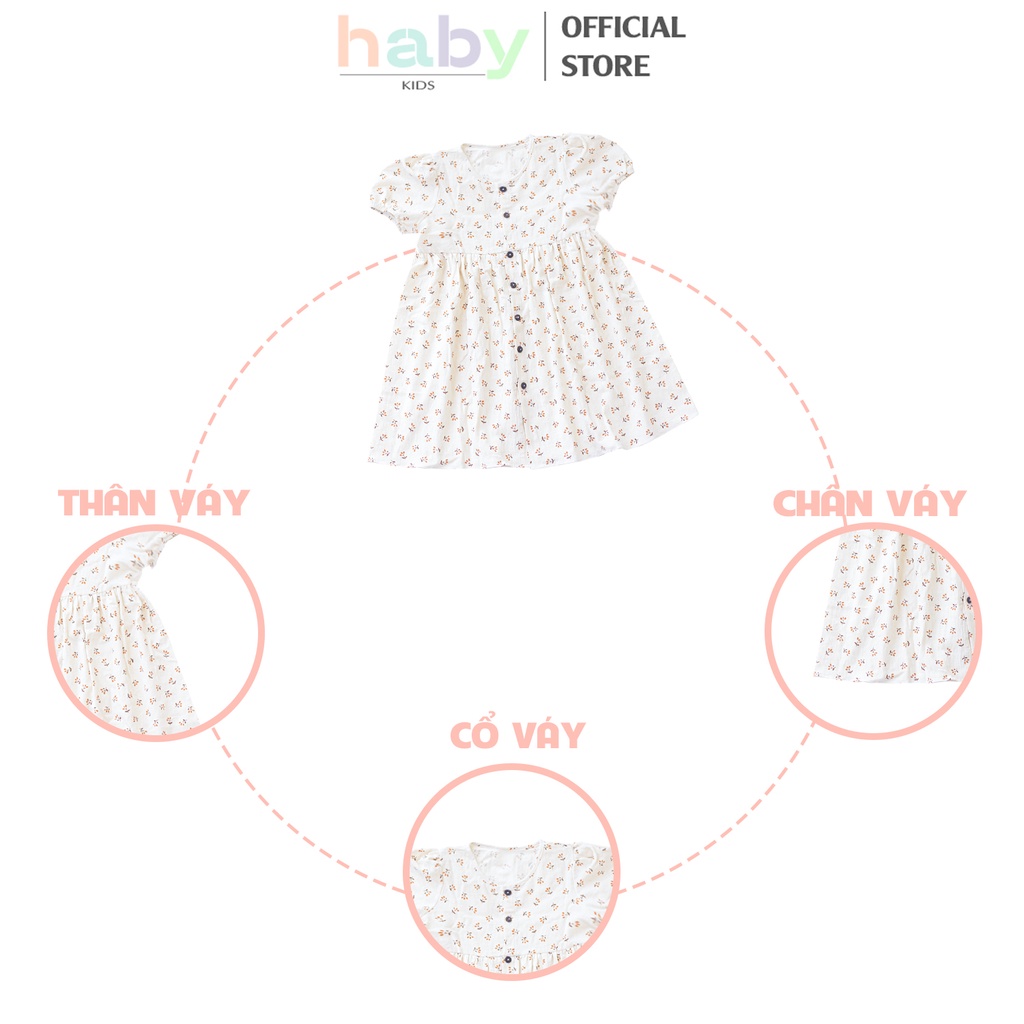 Váy bé gái chất thô đũi siêu mát in lá nguyệt quế cam HABY KIDS