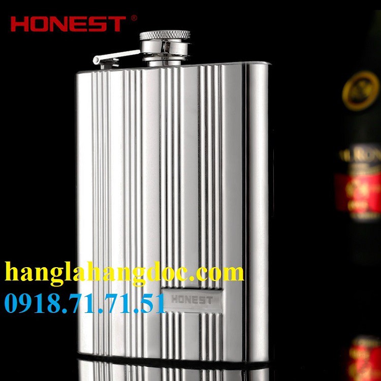 Bình rượu inox bỏ túi Honest 8oz, họa tiết sọc kẻ  cái tính (240ml)