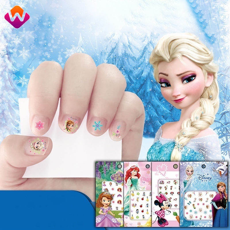Miếng Dán Móng Tay Trang Điểm Hình Công Chúa Disney Mickey Minnie Dành Cho Bé Gái HSU