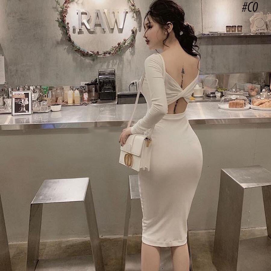 (VIDEO+HÌNH THẬT) Đầm Body Tay Dài Xoắn Eo Mẫu Mới Cực Sang | BigBuy360 - bigbuy360.vn