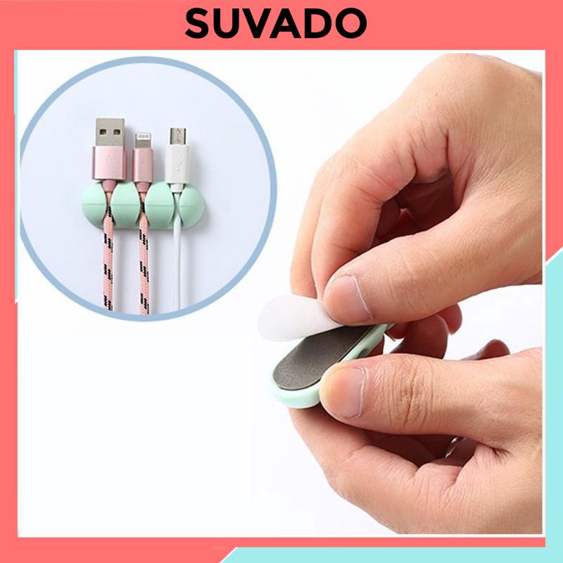 Kẹp Dây Điện Dán Tường Cố Định Chống Rối Giữ Dây Cáp Sạc Silicone 3 Lỗ Tiện Dụng A629 SUVADO