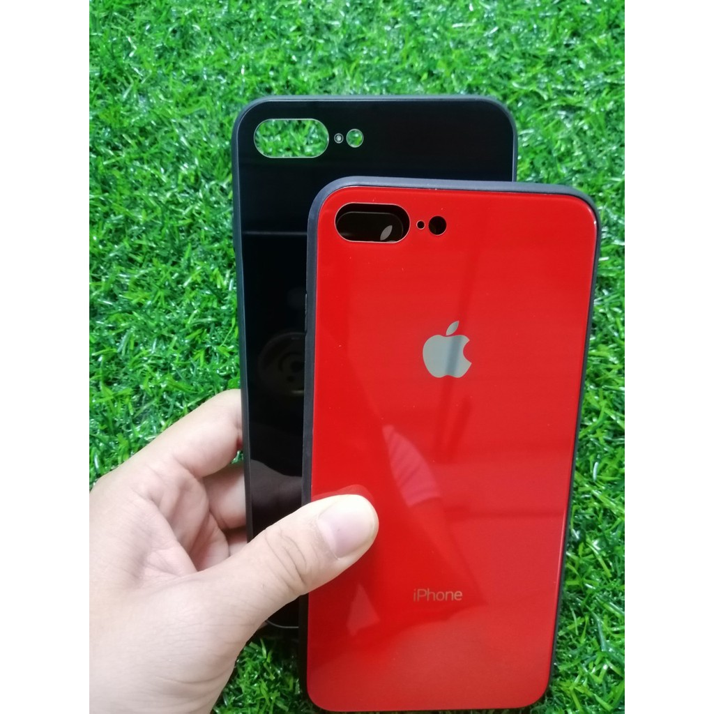 Ốp Lưng Kính thật Viền nhựa dẻo cho Iphone 7plus / 8plus