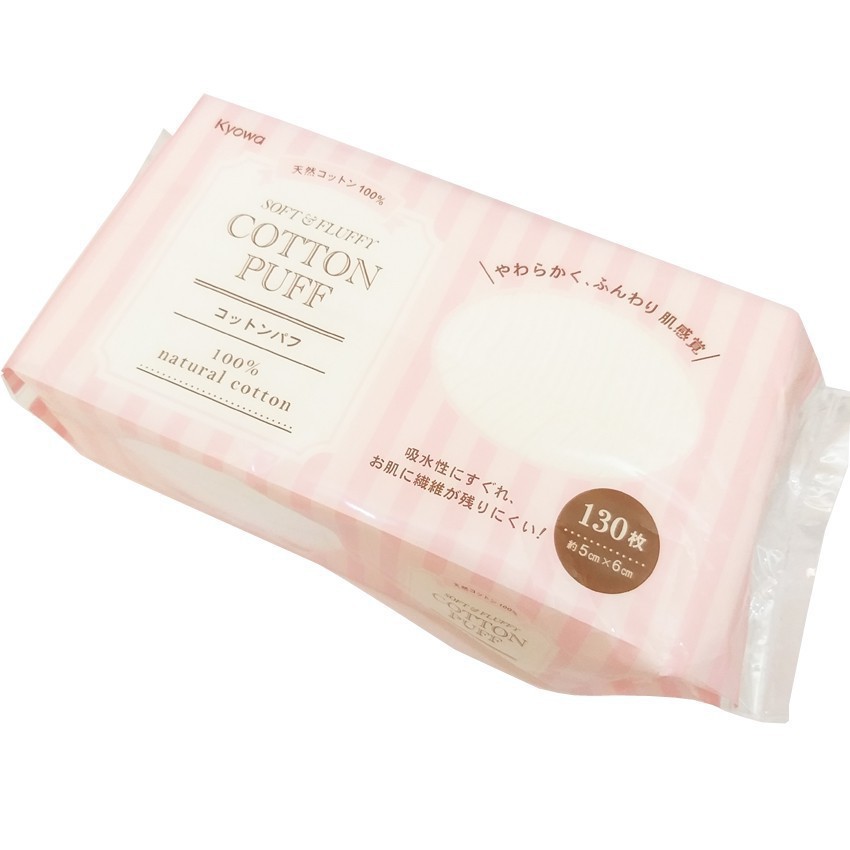 Bông tẩy trang cotton  puff 130 miếng⚡𝗙𝗥𝗘𝗘 𝗦𝗛𝗜𝗣 ⚡Miếng bông mềm mại, dai, không để lại xơ bông trên mặt.