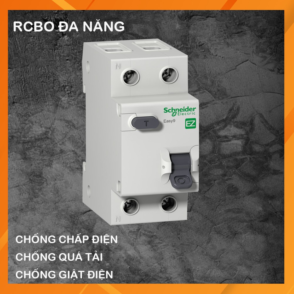 [HÀNG CHÍNH HÃNG] Cầu Dao Chống Giật đa năng  (Aptomat Chống dòng rò)  RCBO Schneider 2P  30mA EZ9D346 4.5kA Chính Hãng