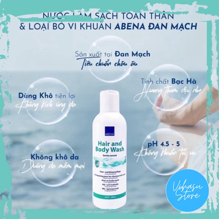 Dầu Gội tắm Khô Abena Hair & Body Wash 200ml [Vihasu Store] thumbnail