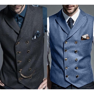Men vest Business Wedding Party Vest Slim Fit Men Blazer Herringbone Double Breasted Vintage Dress Suit Formal