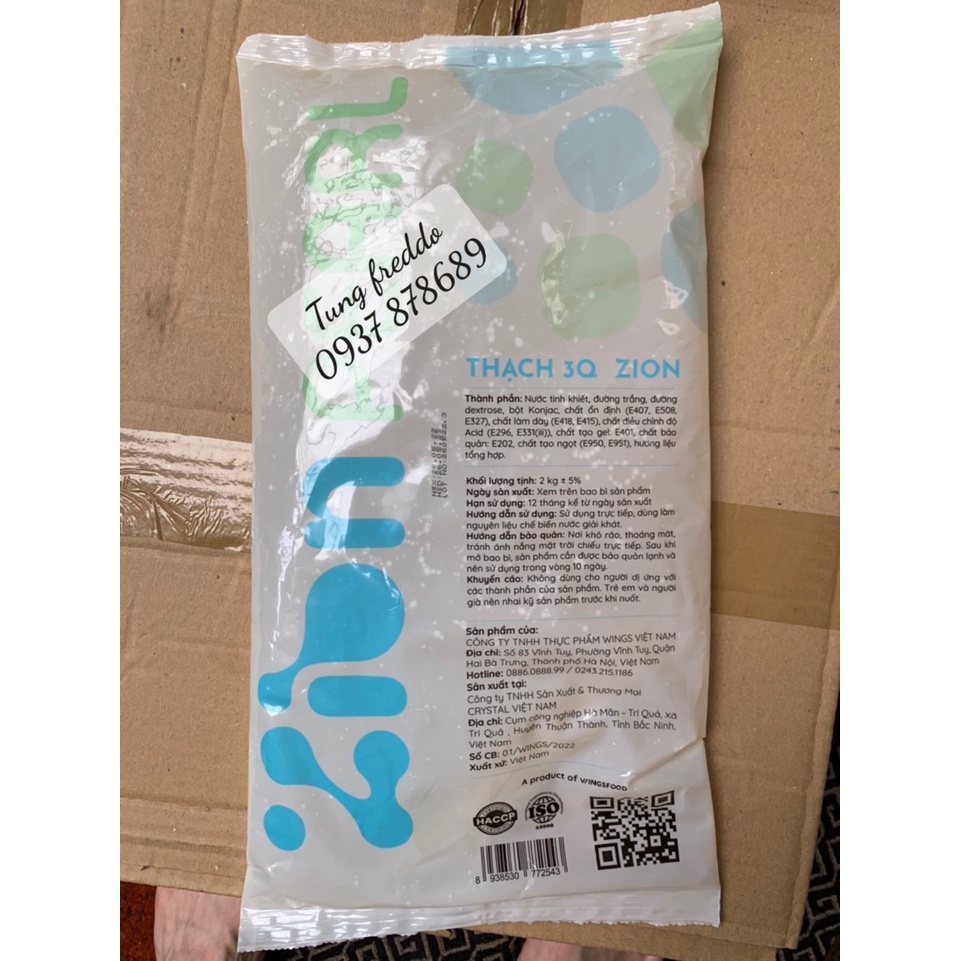 Trân Châu 3Q Zion ( Wings Việt Nam ) Trắng Giòn Túi 2Kg - Topping Giòn Ngon