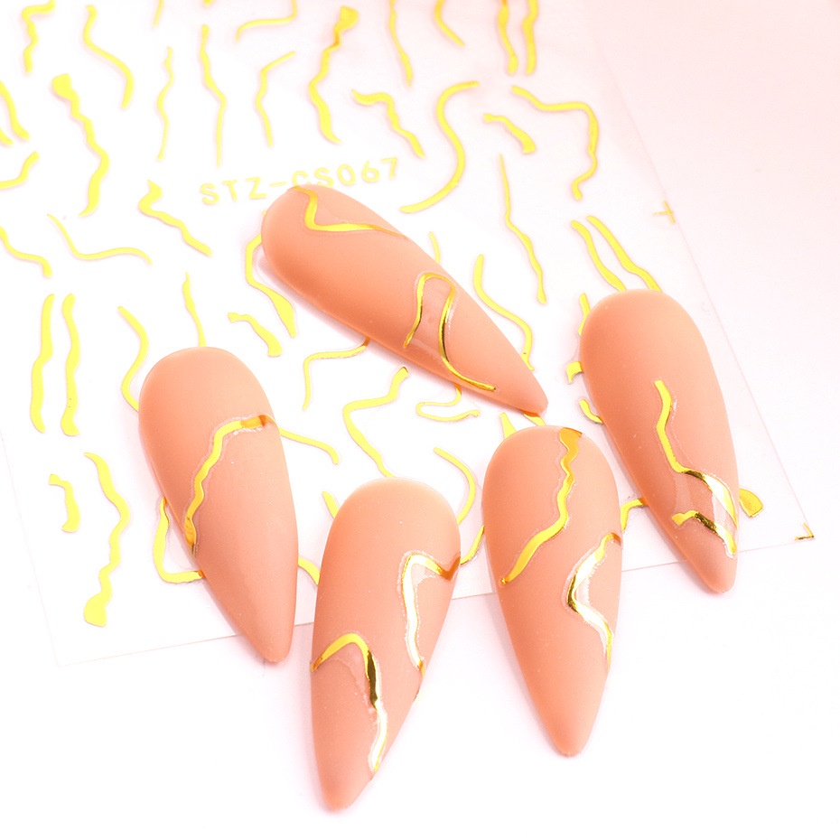 Sticker Nails 3D | Gold Line | Đường Vẽ Vàng Tráng Gương | Hình Dán Móng STZ-CS067