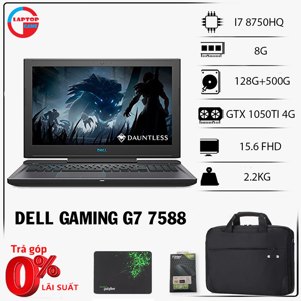 Quái vật gaming dell G7 7588 core i7 8750h,vga gtx 1060 6g, laptop cũ chơi game cơ bản