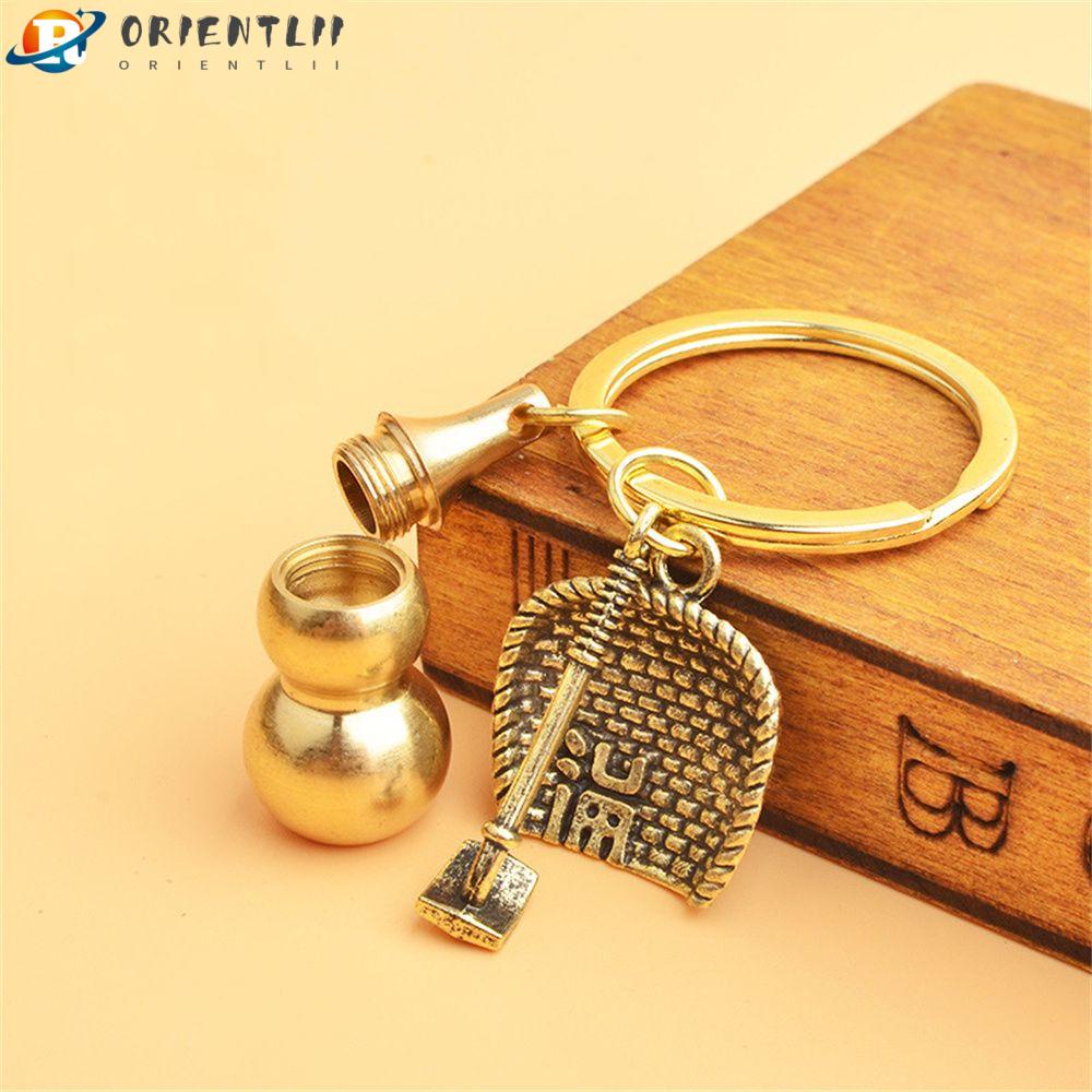 Hộp Đựng Thuốc/Móc Khóa Bằng Đồng Thau Hình Hồ Lô Rỗng Chống Thấm Nước