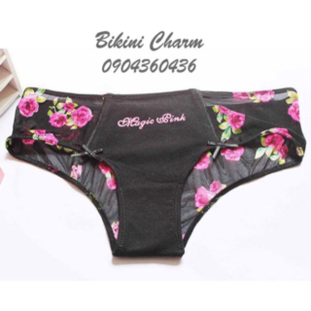 Quần lót/Quần Chip Pink cotton pha ren hoa Magic