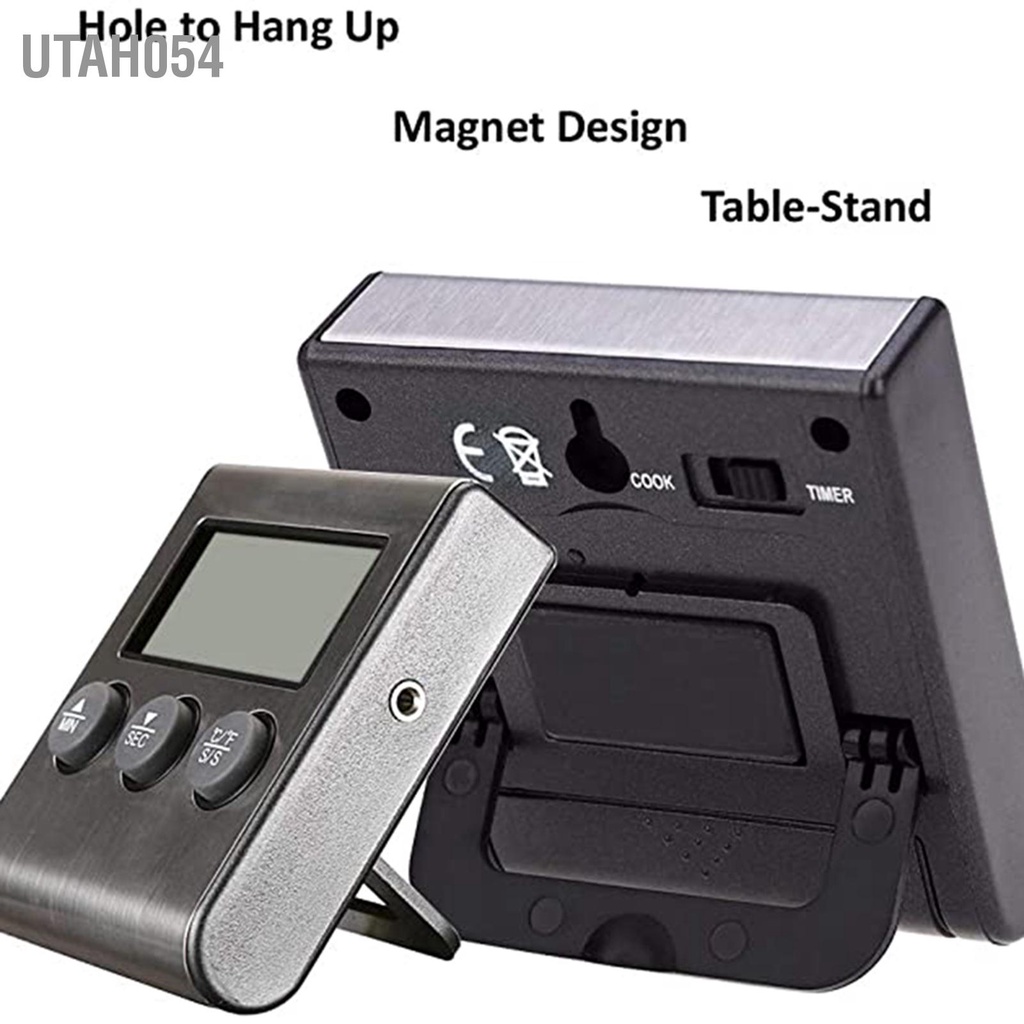 [Hàng HOT]  Nhiệt kế dây điện tử có dây đo chất lỏng nhà bếp - nhiệt kế kẹo có dây kỹ thuật số Hẹn giờ với giá đỡ【Utah054】