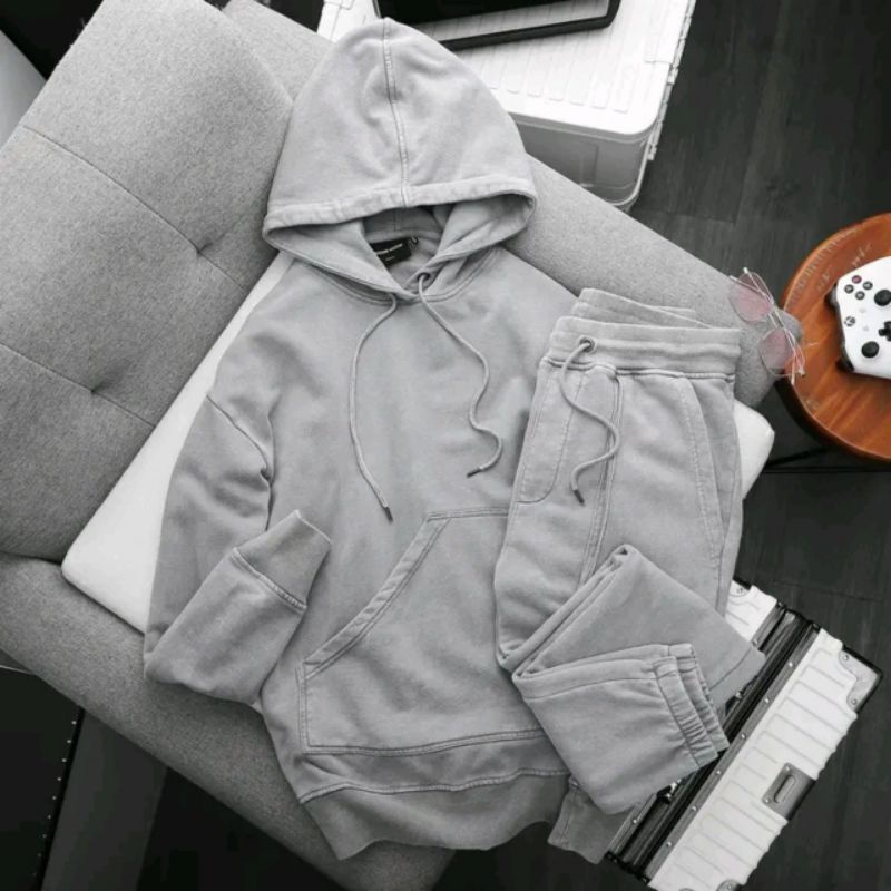 Bộ Nỉ Nam Dài - Đồ Bộ Nam Thể Thao Nỉ Cotton Trơn Cao Cấp Thu Đông - Set Đồ Bộ Nam Mặc Nhà Chất Nỉ Có Mũ Dài Tay MS59