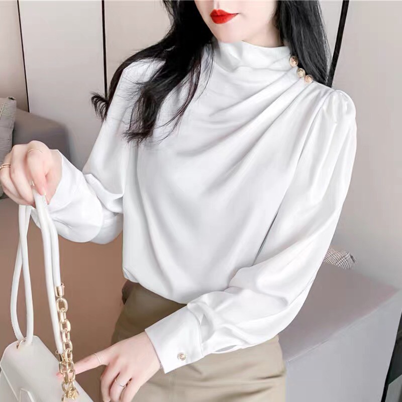 Áo Sơ Mi Nữ- Áo Sơ Mi Trắng Lụa Cao Cấp