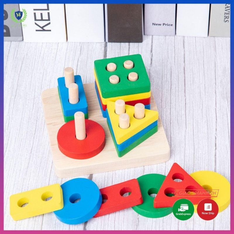 [HÀNG ĐẸP] Đồ chơi gỗ thông minh cho bé, COMBO đồ chơi gỗ montessori 4 - 6 món phát triển trí tuệ, AKA Store