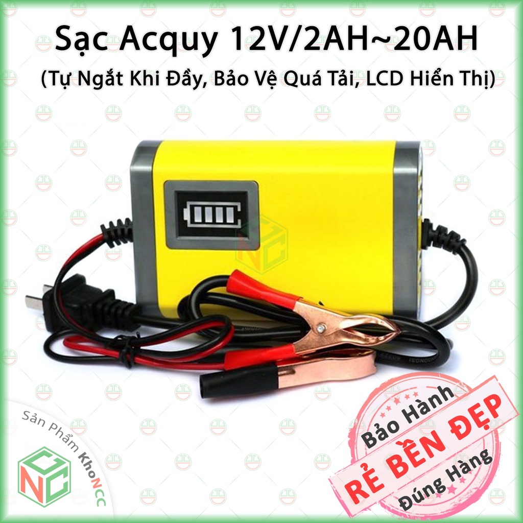 [KhoNCC] Sạc Bình Ắc quy 12V2A dòng 2~20Ah - Cho Cả Bình Khô Và Nước Xe Máy Ô tô - NDHS-SAQXM