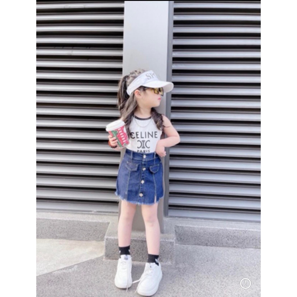 Bộ 3 lỗ CE LINE QUẦN / VÁY jeans sành điệu cho bé gái - B3LCQJ