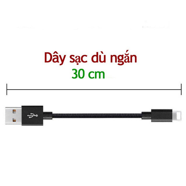 Cáp sạc điện thoại dây dù ngắn 30cm tiện lợi, hỗ trợ sạc nhanh dây xạc ...cáp sạt siêu bền chống đứt 30cm