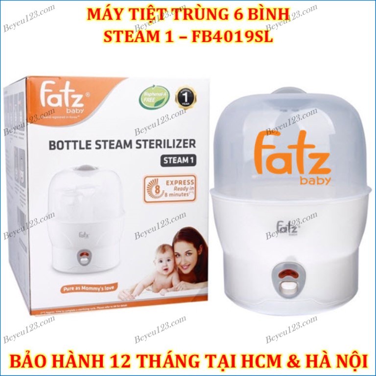 Máy tiệt trùng hơi nước 6 bình sữa cổ rộng siêu tốc FATZBABY Steam 1 Fatz FB4019SL