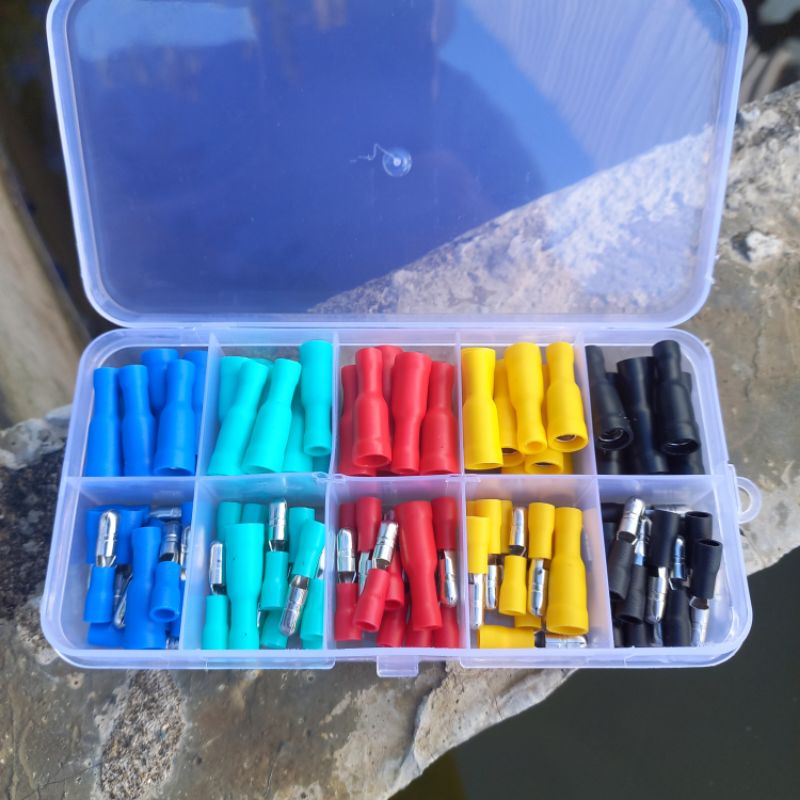 Hộp 100 Đầu Cos nối dây điện nhanh dùng cho sửa chữa ô tô - xe máy