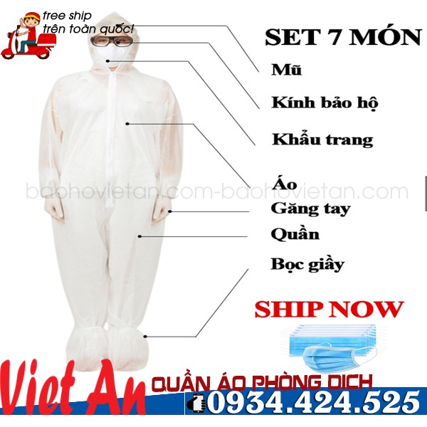 [7 MÓN ĐỦ SIZE] Bộ quần áo phòng dịch vải dày ĐL60gms,bộ đồ bảo hộ phòng chống dịch