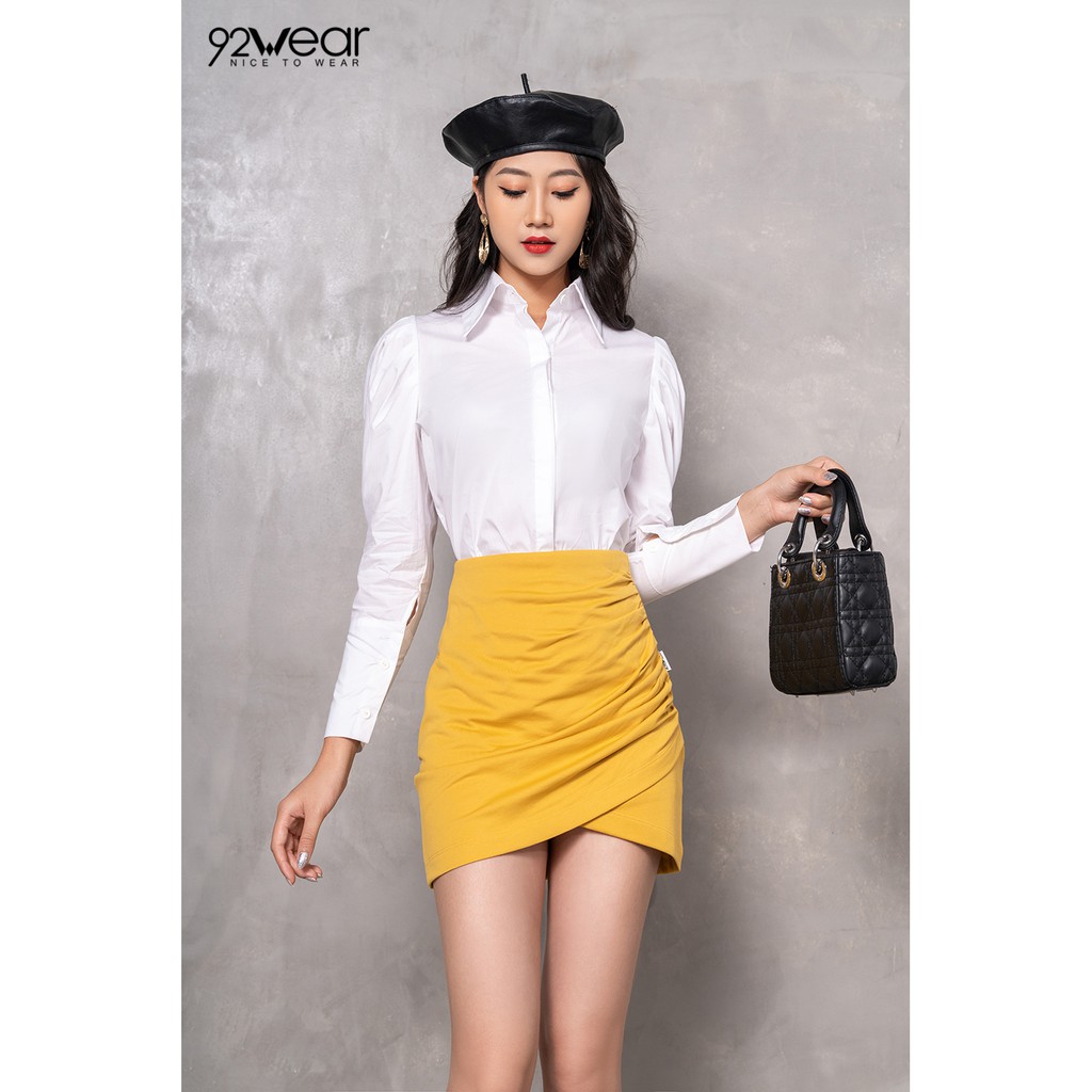 Chân váy ngắn nữ 92WEAR đủ màu, đủ size, vạt chéo quyến rũ JAW0513