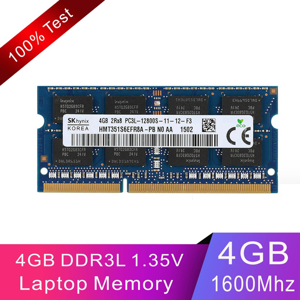 Bộ Nhớ RAM Cho Laptop SK Hynix 4GB 2RX8 PC3L-12800S DDR3L 1600mhz 204pin