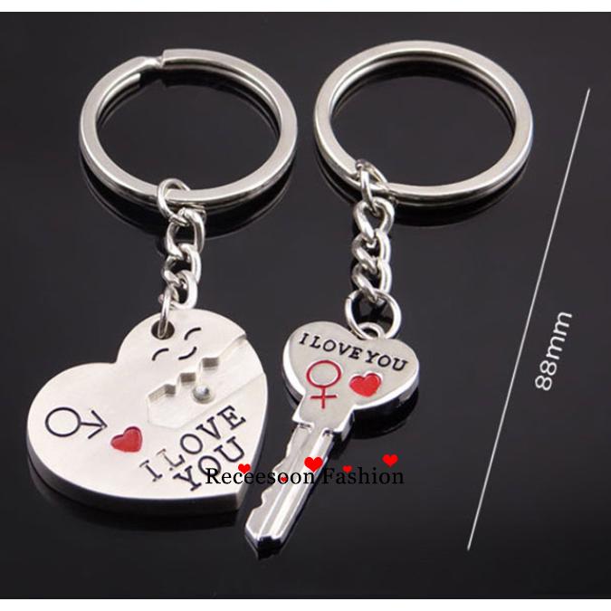 Set 2 móc khóa hình trái tim cho cặp đôi