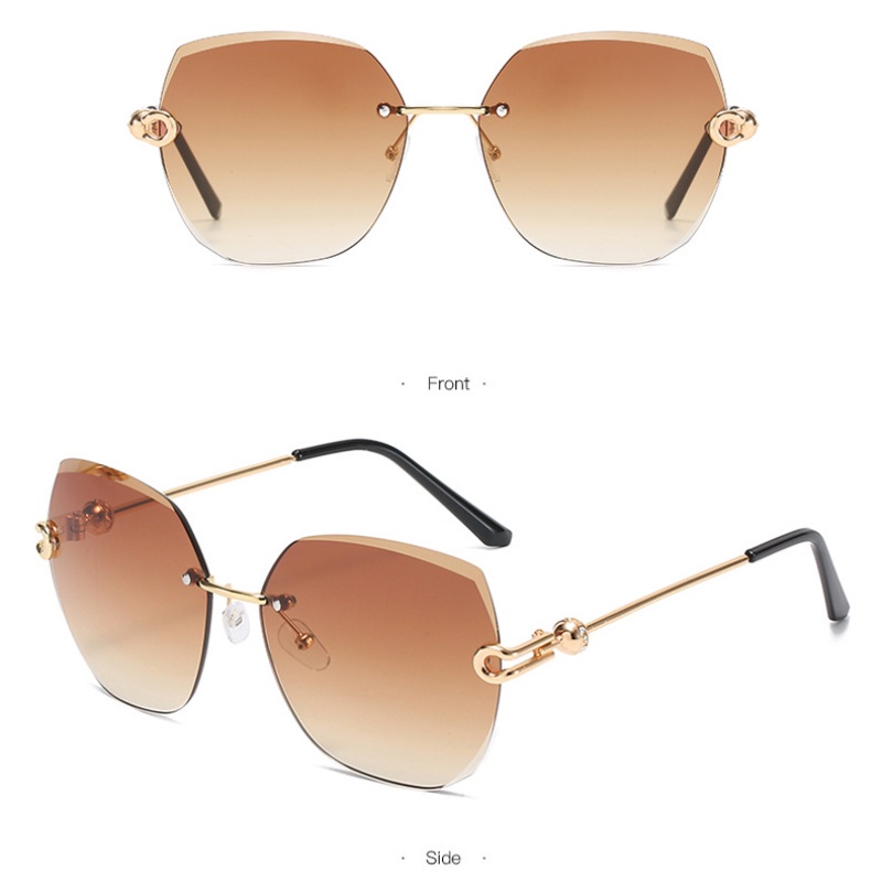 (HENGHA) Kính Mát Không Gọng Kim Loại Không Viền Màu Gradient Phong Cách Retro Thời Trang Mới