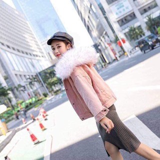 Áo khoác nữ Kaki Lót lông dầy dặn cực ấm.