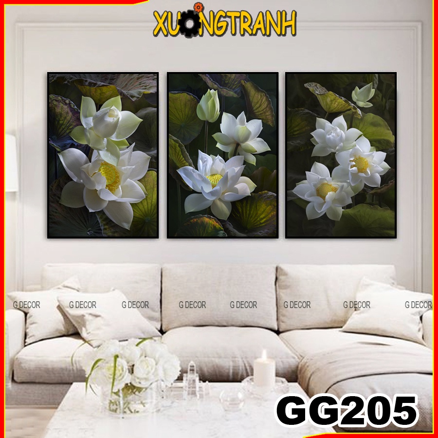 Tranh treo tường canvas 3 bức phong cách Bắc Âu 205, tranh phong cảnh trang trí phòng khách, phòng ngủ, phòng ăn.