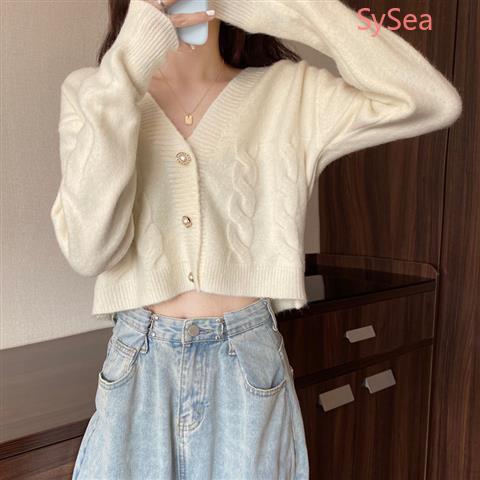 Áo cardigan cổ chữ V tay dài kiểu croptop thời trang mùa thu trẻ trung cho nữ | BigBuy360 - bigbuy360.vn