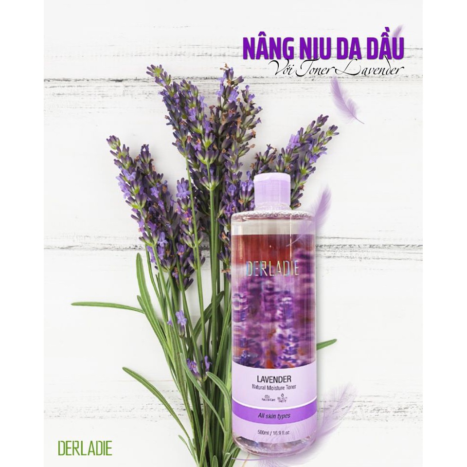 Nước Cân Bằng Da Ngăn Ngừa Viêm, Kiềm Dầu Derladie Natural Moisture Toner Lavender 500ml