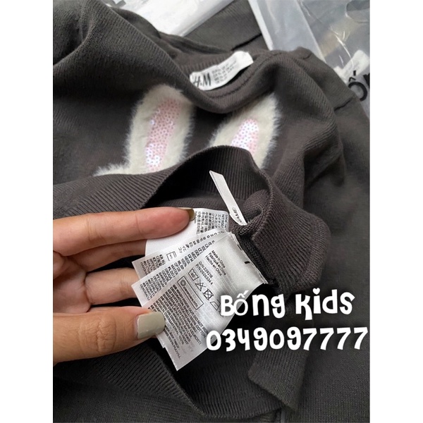 Áo Len Bé Gái Thỏ Nhung Xám Nâu HaM