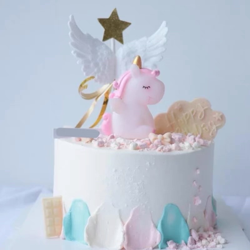 Ngựa unicorn trang trí bánh phụ kiện sinh nhật