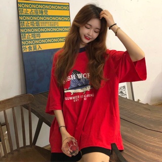 áo thun form rộng summer is coming màu đỏ