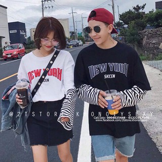 ÁO THUN TAY DÀI UNISEX IN CHỬ TRƯỚC, TAY 2 LỚP SỌC TRẮNG ĐEN
