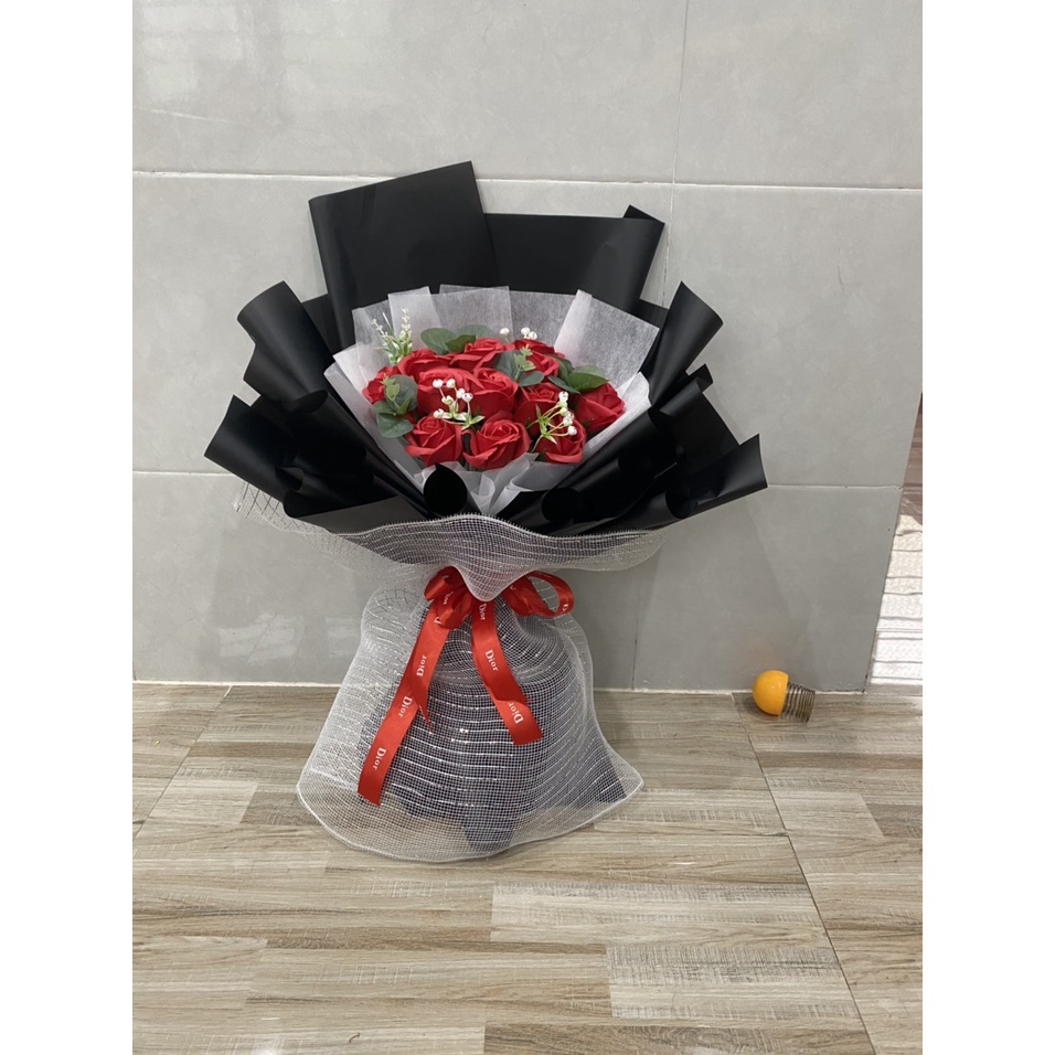 BÓ HOA SÁP CAO CẤP 15 BÔNG BÓ THEO CẦU CẦU GIÁ RẺ