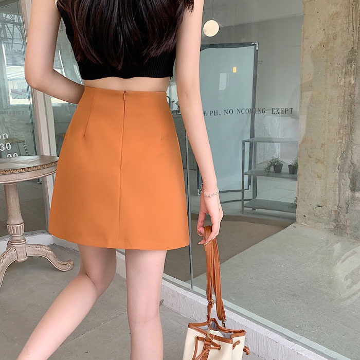 SUXI Chân Váy Chữ A Lưng Cao Màu Sắc Thời Trang Mùa Xuân Cho Nữ